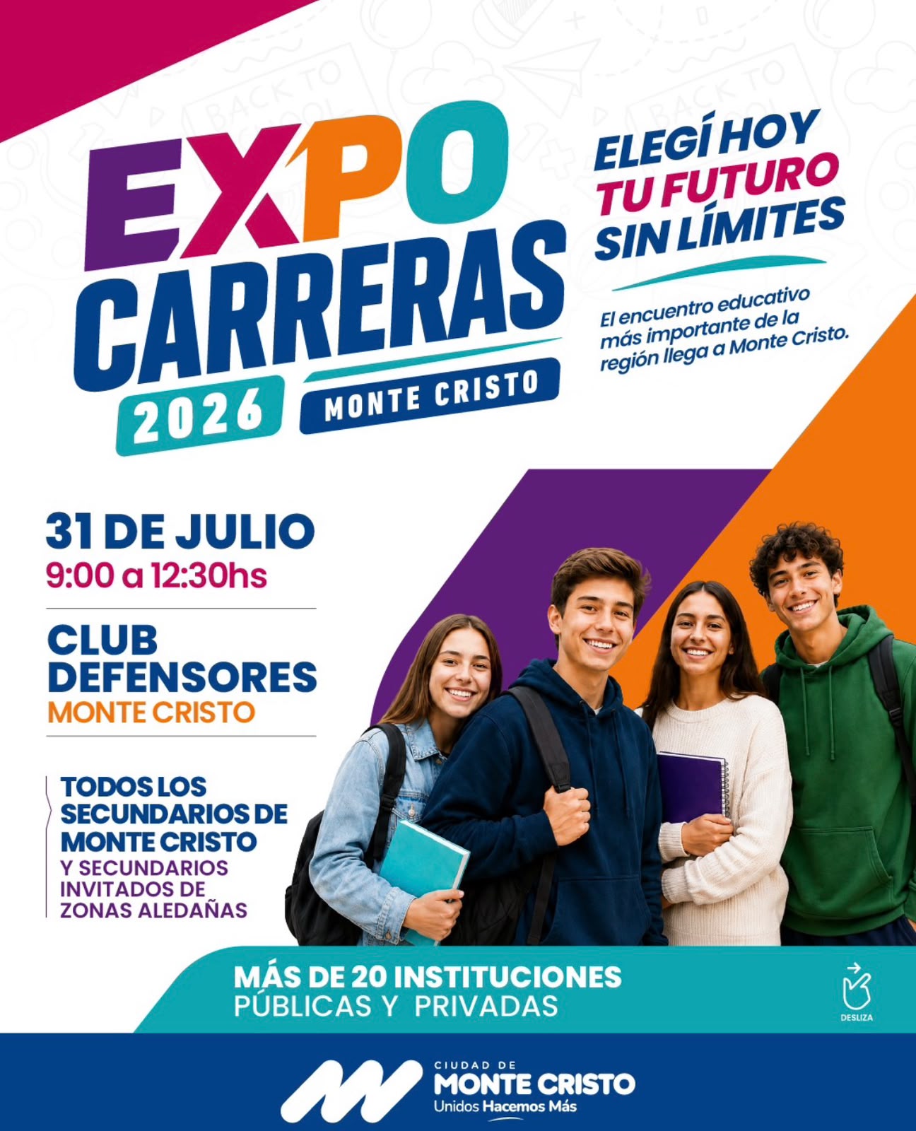 Monte Cristo invita a participar de la Expo Carreras 2026 con más de 20 universidades e instituciones educativas